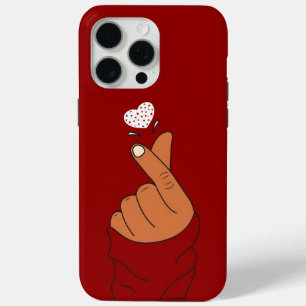 Coque Case-Mate iPhone Rouge Coréen Doigt Amour Coeur Main Signe Chaud Pe