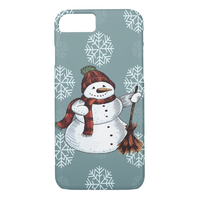 Coques Case-Mate iPhone Rouge de bonhomme de neige de Noël de vacances et (Dos)