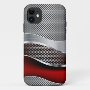Coque iPhone 11 Rouge de chrome futuriste de pointe de maille