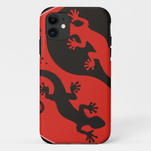 Coque Case-Mate Pour iPhone Rouge de noir de Geckos de YIN et de YANG + votre