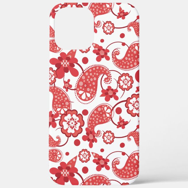 Coques Case-Mate iPhone Rouge de pavot| White Chic Paisley Motif (Verso)