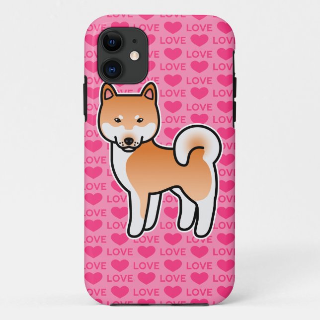 Coques Case-Mate iPhone Rouge Dessin Animé Shiba Inu Amour (Dos)