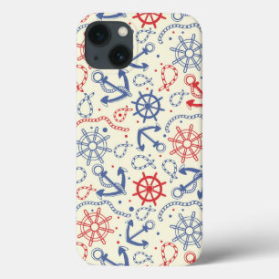 Etui iPhone Case-Mate Rouge et arrière - plan de marine avec l'ancre
