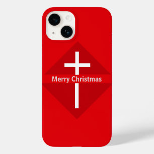 Coque Case-Mate iPhone Rouge et blanc Joyeux Noël Croix chrétienne