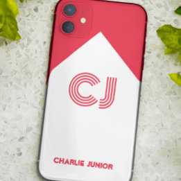 Case-Mate iPhone Case rouge et blanc Paraphe monogramme Minimaliste