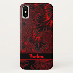 Case-Mate iPhone Case Rouge et noir Damas style gothique Fractal et nom