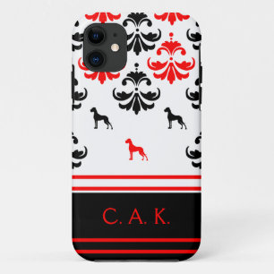 Coques Pour iPhone Rouge et noir floral Great Dane Motif