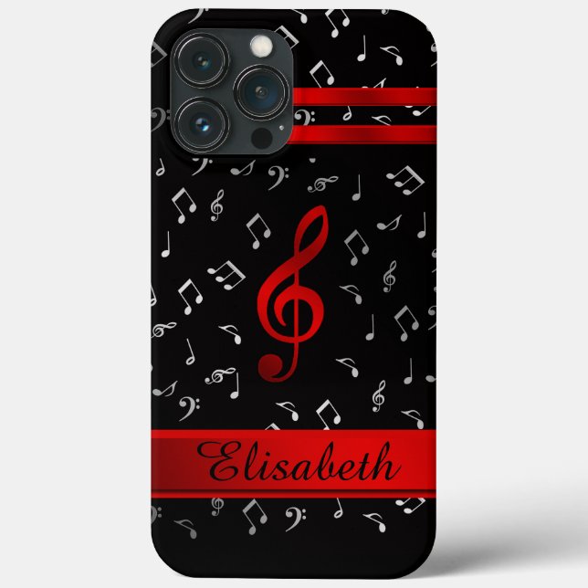 Coques Case-Mate iPhone rouge et noir, notes de musique silber Otter Box O (Verso)