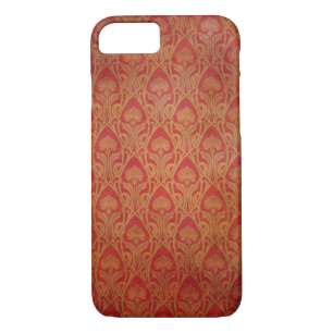 Coque iPhone 8/7 Rouge et or Art Nouveau Damas