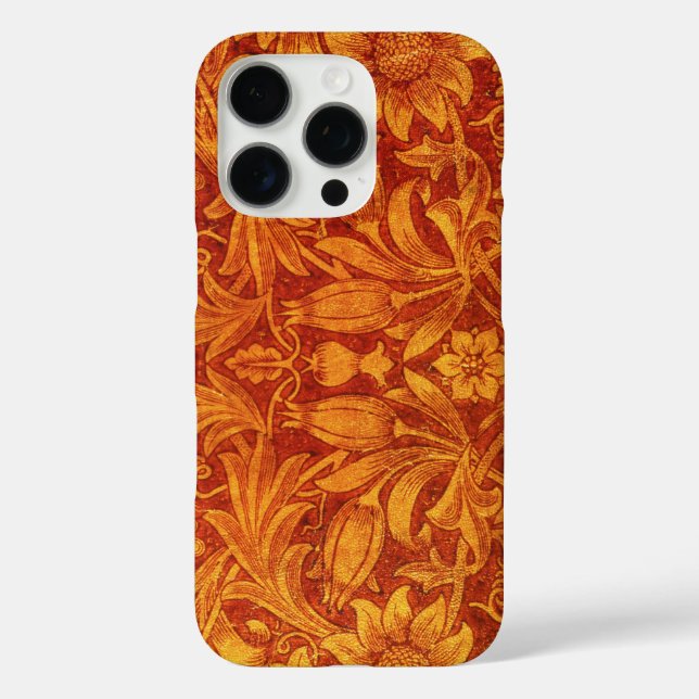 Coques Case-Mate iPhone Rouge floral et jaune doré Wm Morris (Verso)