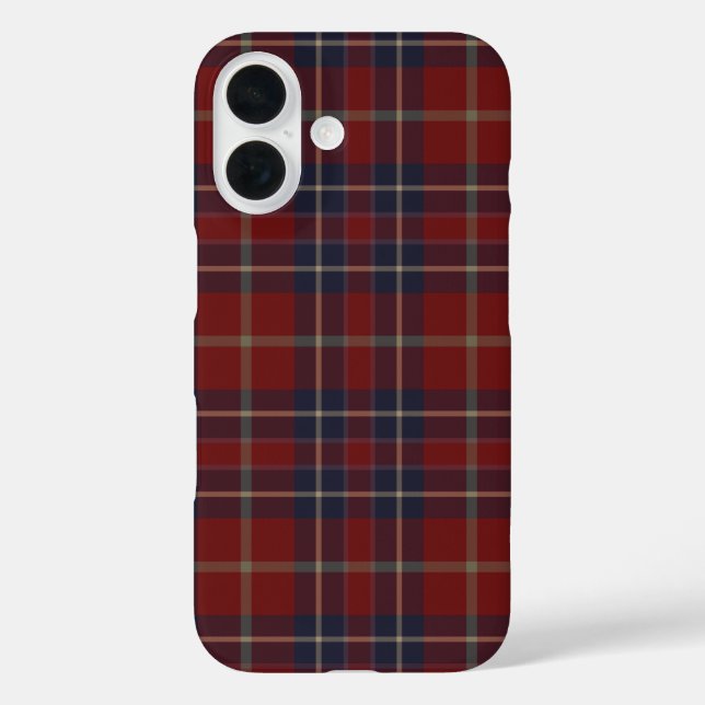Coques Case-Mate iPhone Rouge foncé et bleu marine Rustique Plaid (Verso)