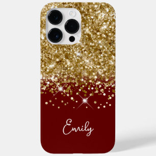 Coque Case-Mate iPhone Rouge foncé et doré Paillettes Glam