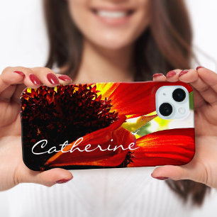 Coque Case-Mate iPhone Rouge gerbera daisy script de photo de fleur nom p