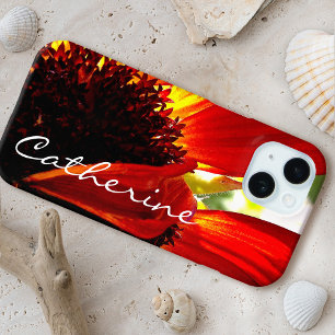 Coque Case-Mate iPhone Rouge gerbera daisy script de photo de fleur nom p