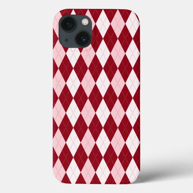 Coques Case-Mate iPhone Rouge Jacquard Crimson rose Petit Diamant Forme (Verso)