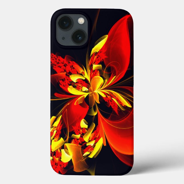Coques Case-Mate iPhone Rouge Jaune Floral Moderne Résumé Modèle Art #10 (Verso)