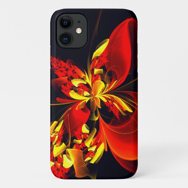Coques Case-Mate iPhone Rouge Jaune Floral Moderne Résumé Modèle Art #10 (Dos)