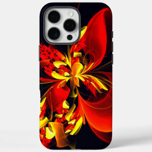 Coque iPhone 16 Pro Max Rouge Jaune Floral Moderne Résumé Modèle Art #10