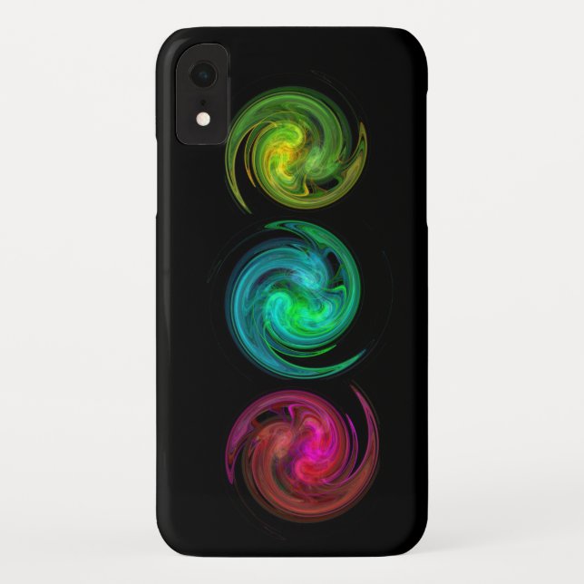 Coques Case-Mate iPhone ROUGE JAUNE TOURBILLON DE LUMIÈRE BLEUE Art fracta (Dos)