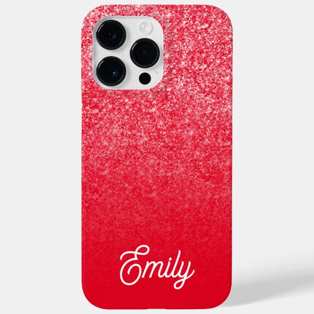 Coques Case-Mate iPhone Rouge Luxe Paillettes et Ombre (Verso)