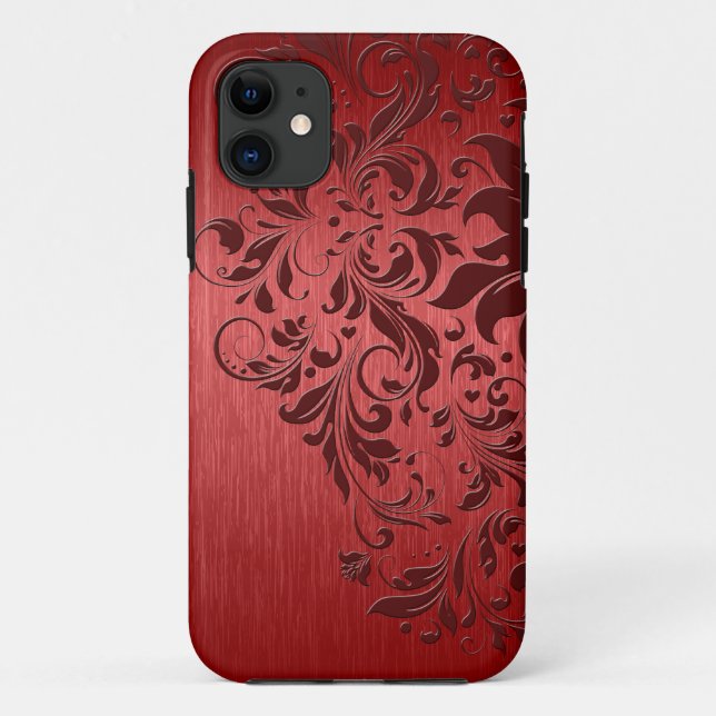 Coques Case-Mate iPhone Rouge métallique brossé en aluminium et dentelle r (Dos)
