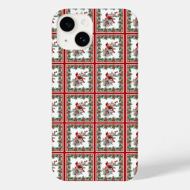 Coques Case-Mate iPhone Rouge Mockingbird Poinsettia Frontières Rouge (Verso)