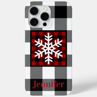 Coque Case-Mate iPhone Rouge, noir, blanc Plaid de buffle, Flocon de neig