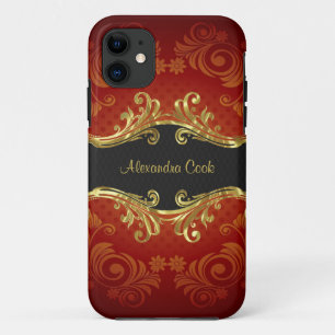 Etui iPhone Case-Mate Rouge Noir Et Or Tons Vintage Fils-Monogramme