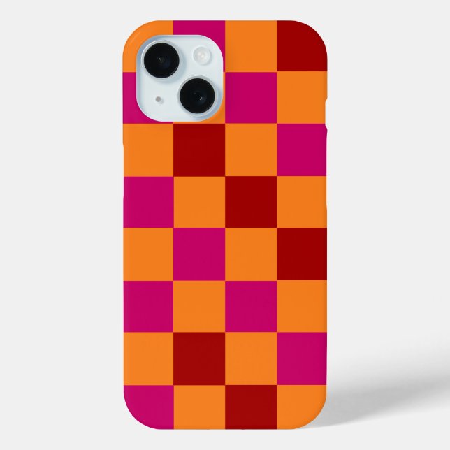 Coques Case-Mate iPhone Rouge Orange Rose Motif à Carreaux Design  (Verso)