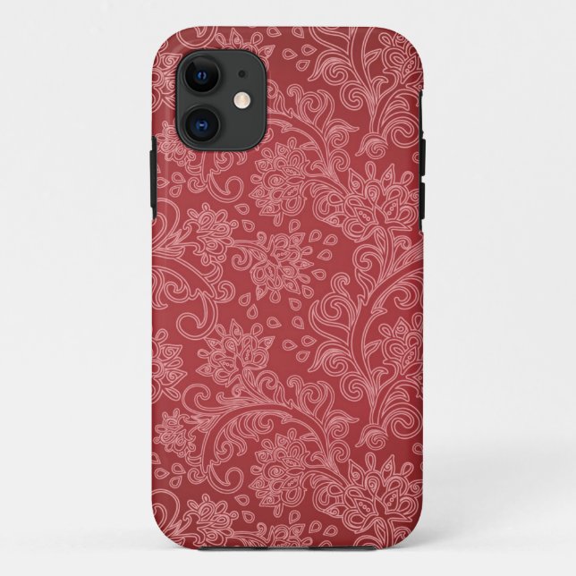 Coques Case-Mate iPhone Rouge Paisley Damassé Designer Floral Vintage Clas (Dos)