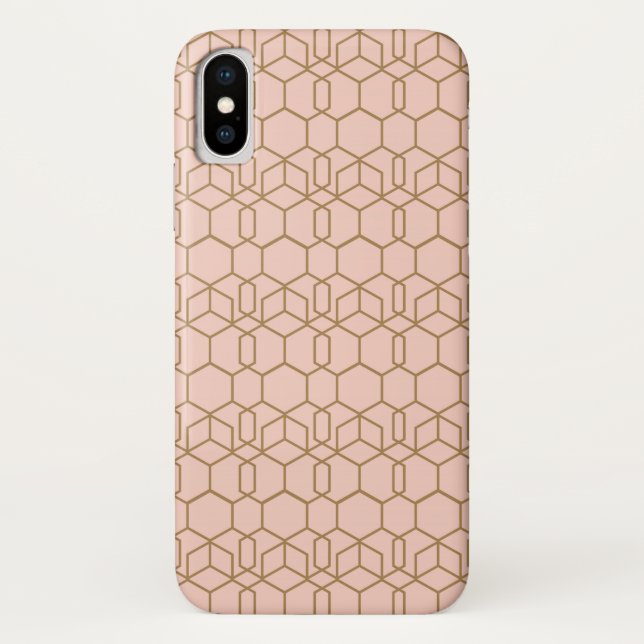 Coques Case-Mate iPhone Rouge pêche et or Moderne Boho Géométrique Glam (Dos)