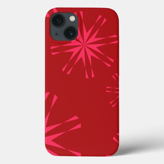 Coques Case-Mate iPhone Rouge, rose, cool tendance fleur d'étoiles moderne (Verso)