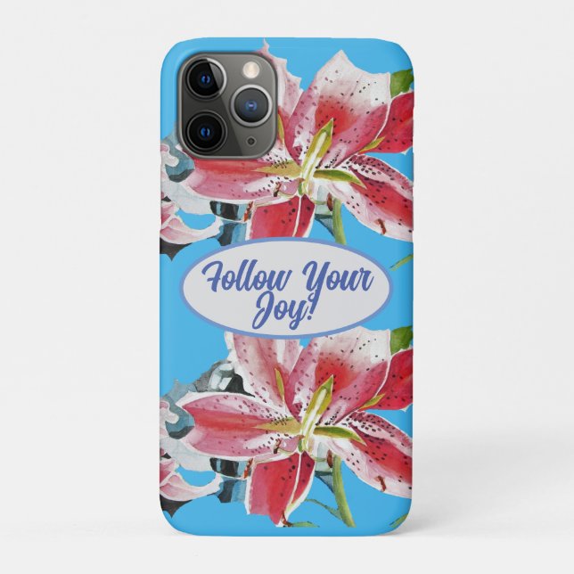 Coques Case-Mate iPhone Rouge rose Lys floral Bleu Votre joie (Dos)