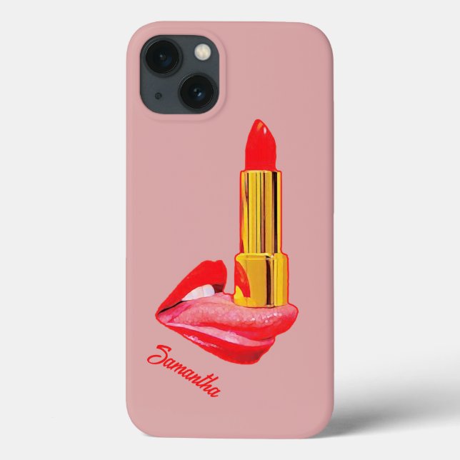 Coques Case-Mate iPhone Rouge rouge à lèvres sur la langue avec personnali (Verso)