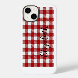 Coque Case-Mate iPhone Rouge Rustique À Rayures Buffalo Noir - peut modif