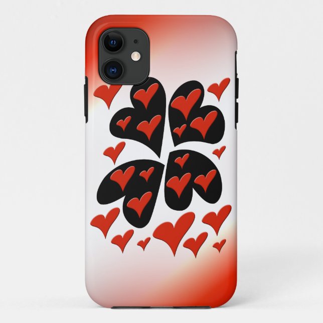 Coques Case-Mate iPhone Rouge sur les coeurs noirs (Dos)