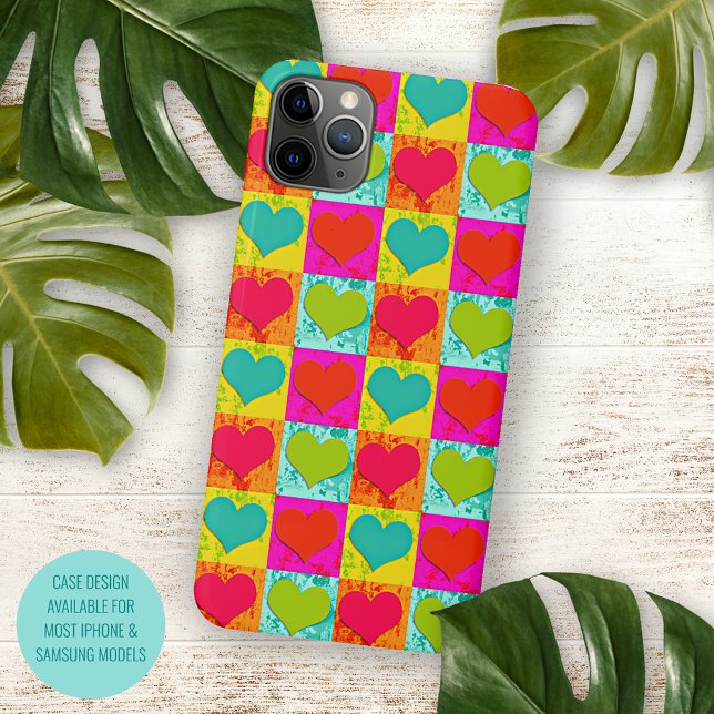 Coques Case-Mate iPhone Rouge Turquoise Bleu Vert Lime Cœurs Motif (Créateur téléchargé)