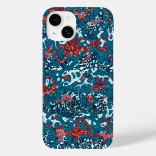 Coque Case-Mate iPhone Rouge Turquoise noir blanc tacheté Résumé graphiqu