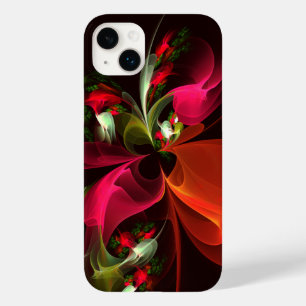 Coque Case-Mate iPhone Rouge Vert Floral Moderne Art Abstrait Motif #02