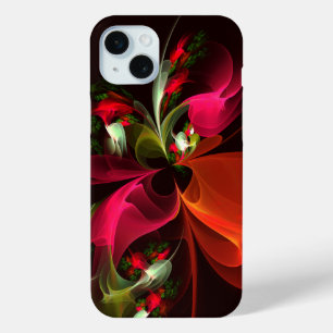 Coque Case-Mate iPhone Rouge Vert Floral Moderne Art Abstrait Motif #02
