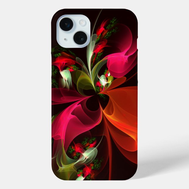 Coques Case-Mate iPhone Rouge Vert Floral Moderne Art Abstrait Motif #02 (Verso)