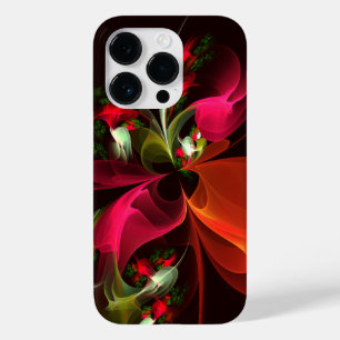 Coque Case-Mate iPhone Rouge Vert Floral Moderne Art Abstrait Motif #02