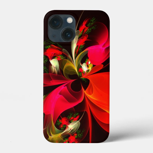 Coques Case-Mate iPhone Rouge Vert Floral Moderne Art Abstrait Motif #02 (Verso)