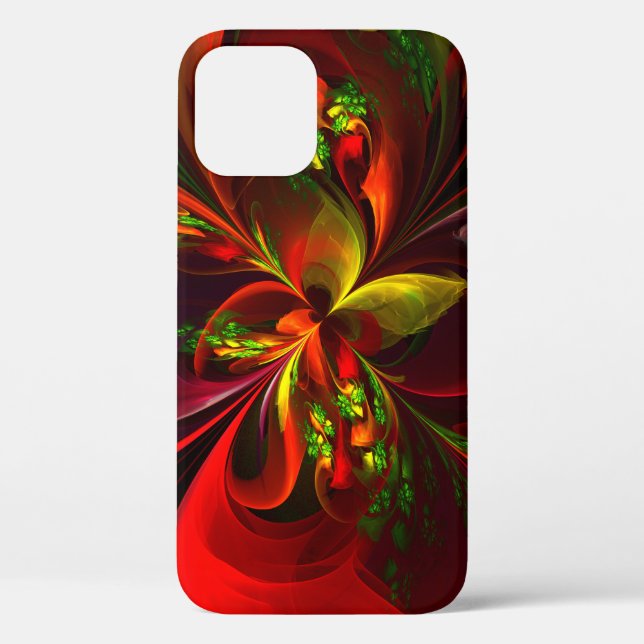 Coques Case-Mate iPhone Rouge vert moderne Floral Abstrait Art Motif #05 (Verso)