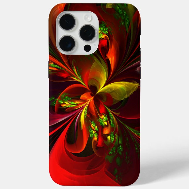 Coques Case-Mate iPhone Rouge vert moderne Floral Abstrait Art Motif #05 (Verso)