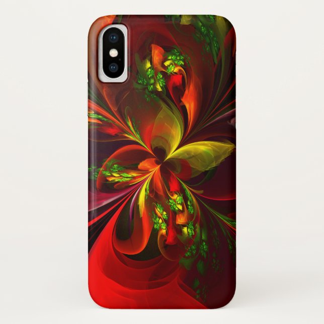 Coques Case-Mate iPhone Rouge vert moderne Floral Abstrait Art Motif #05 (Dos)