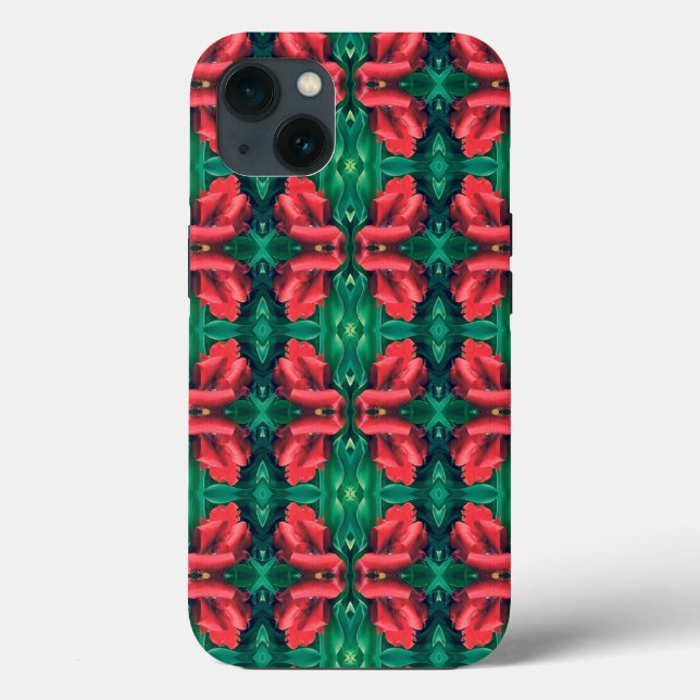 Coques Case-Mate iPhone Rouge vert Noël motif floral 4Eva (Verso)