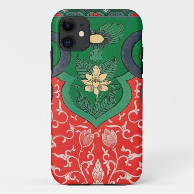 Coques Case-Mate iPhone Rouge, Vert & Or Mystic Lotus Asiatique Abstrait (Dos)