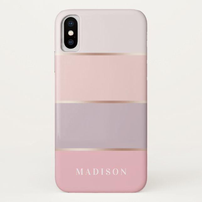 Coques Case-Mate iPhone Rougissent et les rayures larges d'or rose de (Dos)