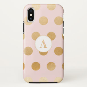 Coque Case-Mate iPhone Rougissent le rose avec le grand pois d'or,